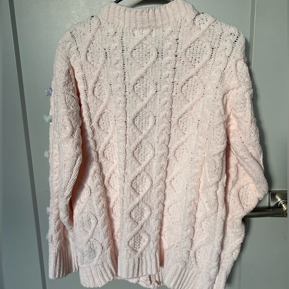 POL pink cardigan pastel feminine coquette chunky cable knit sweater - Picture 3 of 3